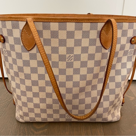 Louis Vuitton NEVERFULL MM Shoulder Bag, Damier Azur Print - Picture 6 of 16